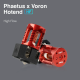 Хотенд Phaetus X Voron Hotend HF Red: нова високоефективна модель для вашого 3D принтера Фото хотенду Phaetus X Voron Hotend HF Red з червоною деталлю і елементами кріплення.